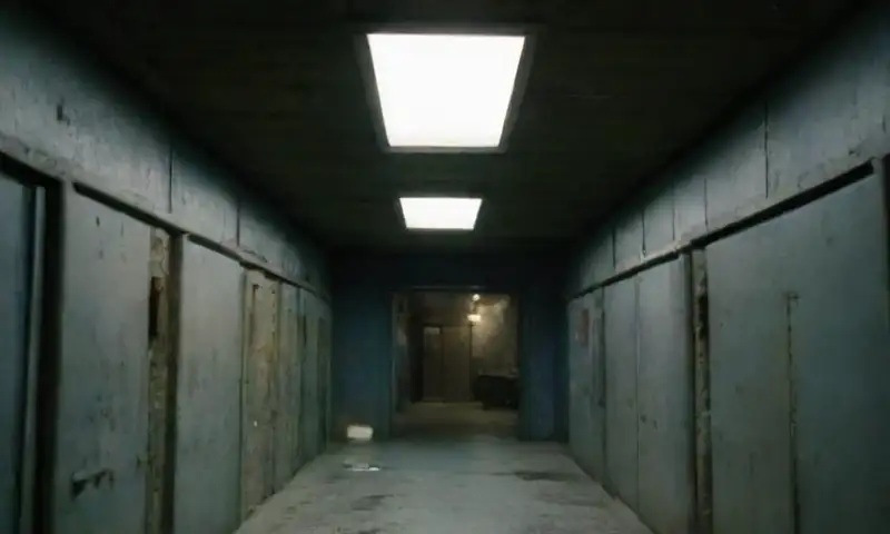 Un bunker subterráneo con un ambiente tenso, equipado con tecnología avanzada, desorden organizado y señales de actividad reciente
